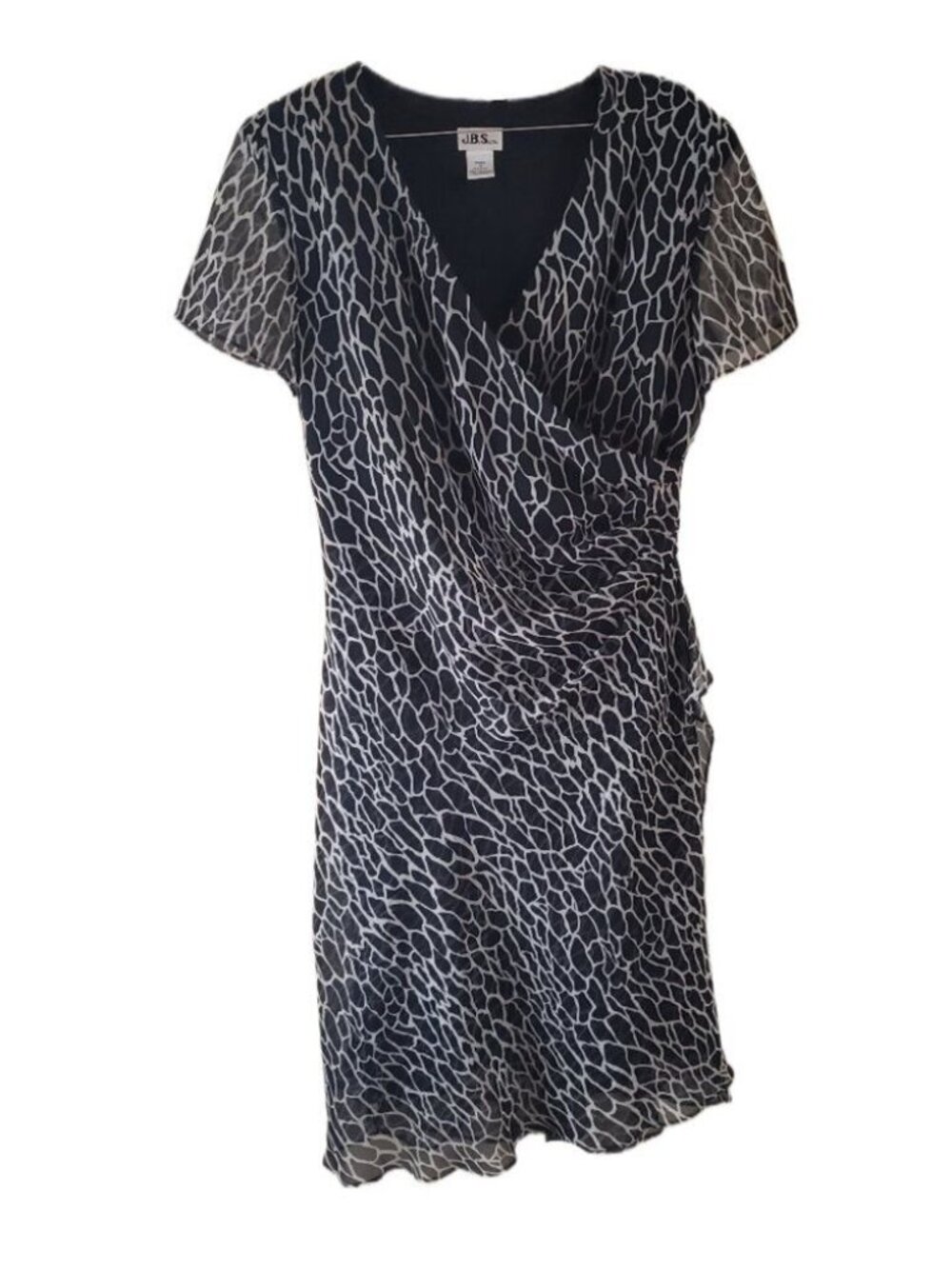 J.B.S. Ltd. Animal Print Faux Wrap Short Sleeve Dress
